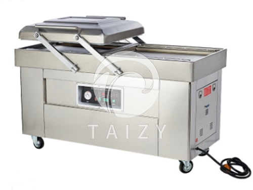 Double chamber vacuum packaging