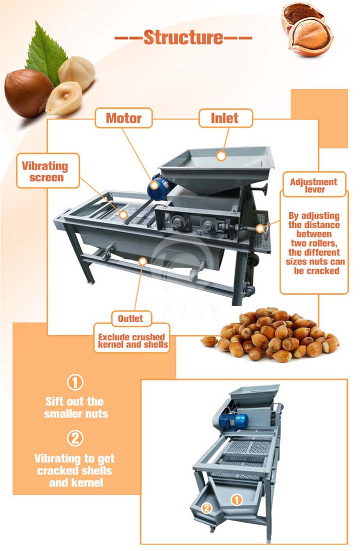 almond cracking machine structure