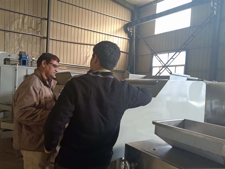 Nigera customer visit cashew nut processing machine factory