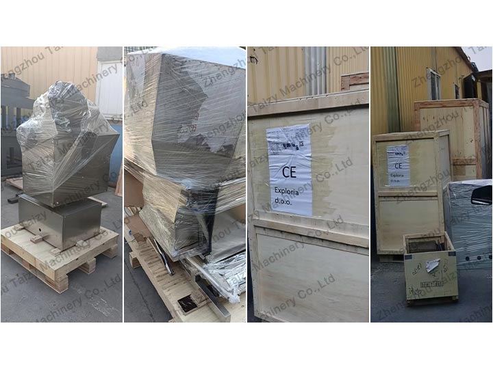 casual snack food flavoring machine packaging before shipping